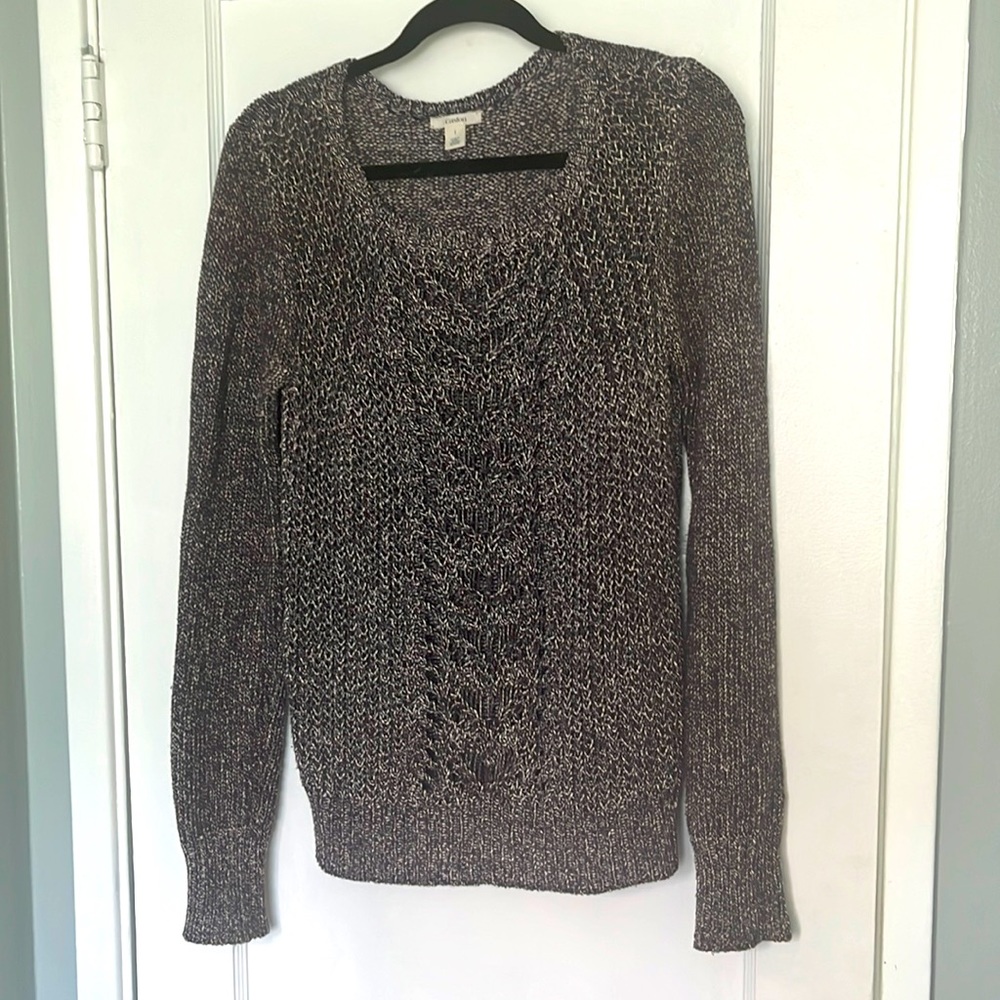 Caslon eggplant and cream knitted sweater
